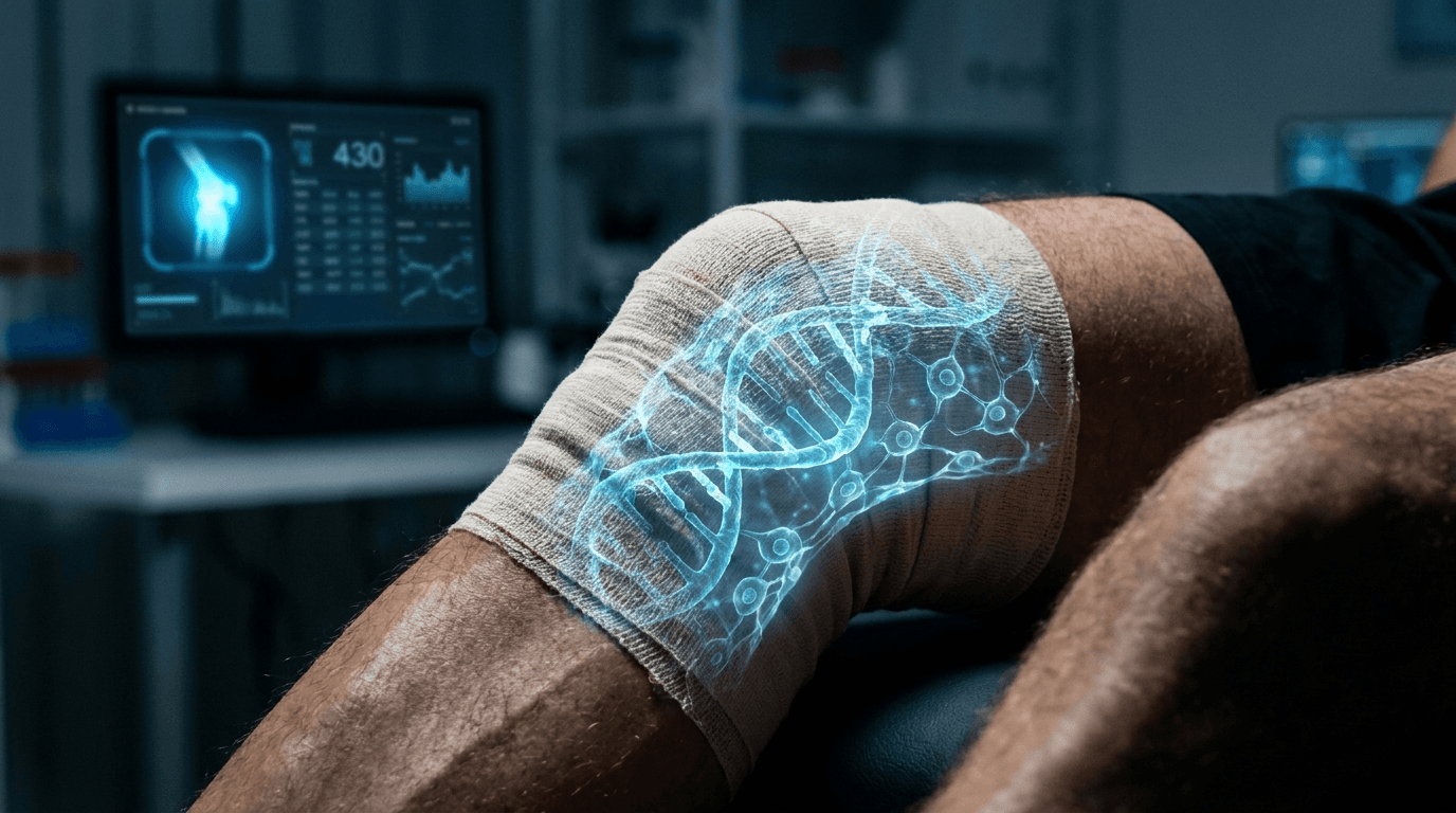 BPC-157 and TB-500 Wolverine Stack — Peptide healing molecules repairing injured tissue