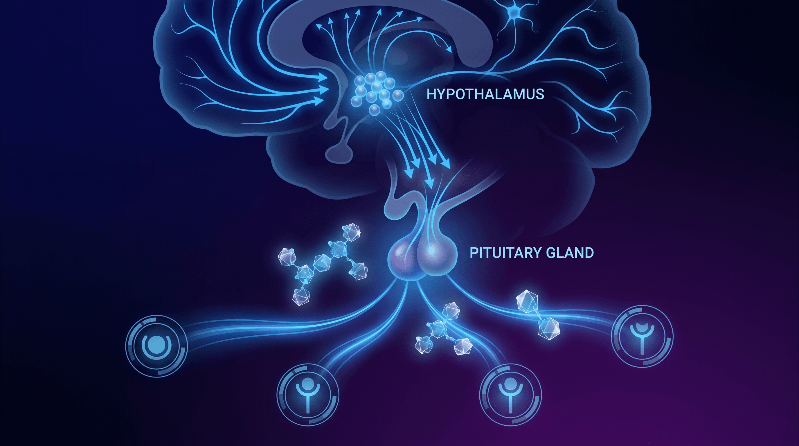 Hypothalamic-pituitary neural signaling cascade — neuropeptide mechanism visualization
