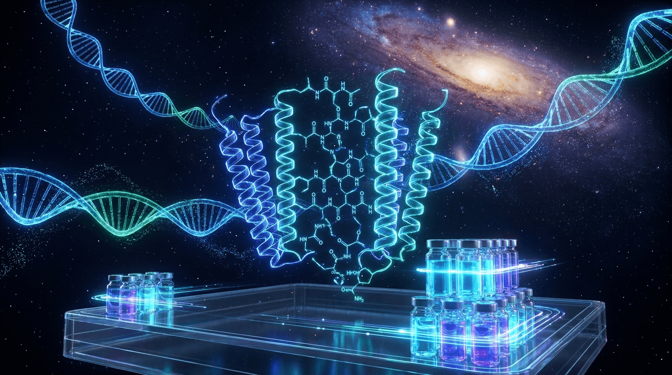 Multiple peptide molecular structures assembled — visual representation of the breadth of the research peptide landscape