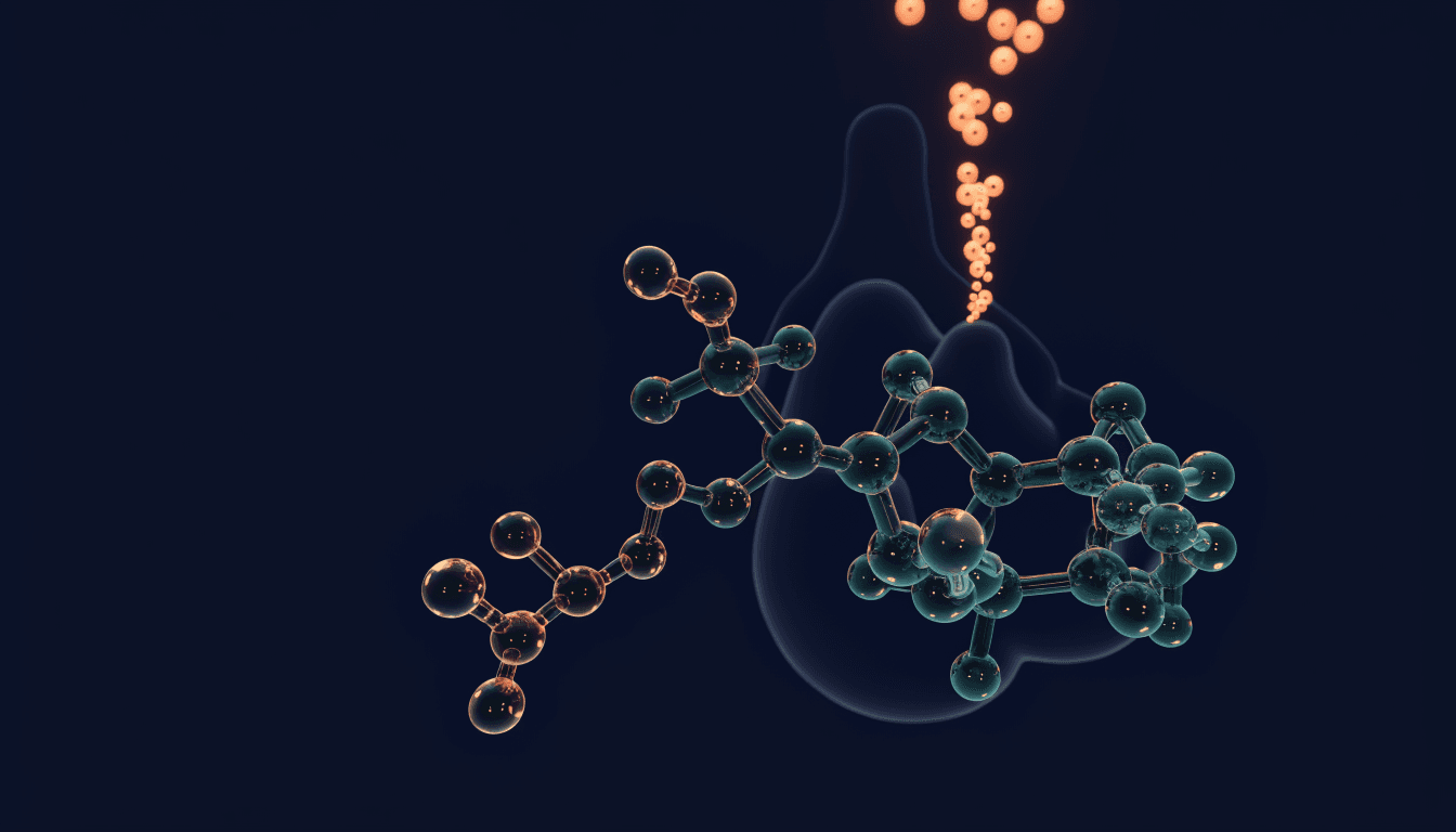 MK-677 ibutamoren ghrelin receptor agonist molecular structure with IGF-1 growth hormone signal cascade visualization